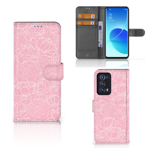 OPPO Reno 6 Pro Plus 5G Hoesje White Flowers