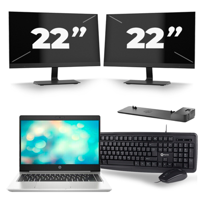 HP ProBook 440 G7 - Intel Core i5-10e Generatie - 14 inch - 8GB RAM - 256GB SSD - Windows 11 + 2x 22 inch Monitor