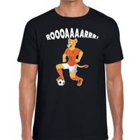 Nederland supporter t-shirt Leeuwin roooaaaarrr zwart heren - thumbnail