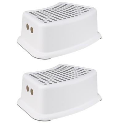 Opstapje voor kinderen - 2x - wit/grijs - 37 cm - krukje - keuken/badkamer kinderkrukje