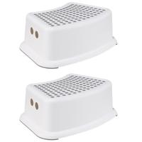 Opstapje voor kinderen - 2x - wit/grijs - 37 cm - krukje - keuken/badkamer kinderkrukje