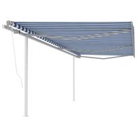 Luifel automatisch uittrekbaar met palen 6x3,5 m blauw en wit