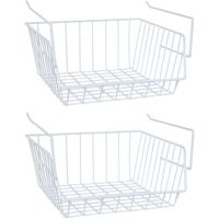 MSV Kastmandje - 4x - opberg/hang mandjes - rvs - wit - 33 x 27 x 13 cm