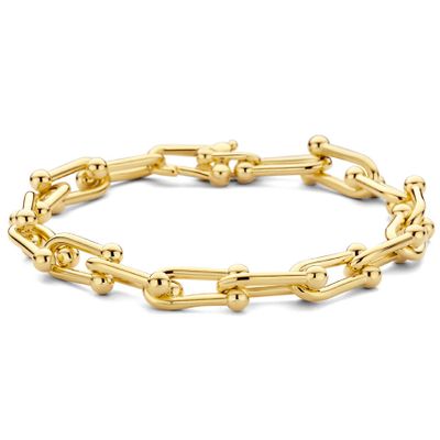 Armband Ankerschakel zilver goudkleurig 8 mm 20,5 cm
