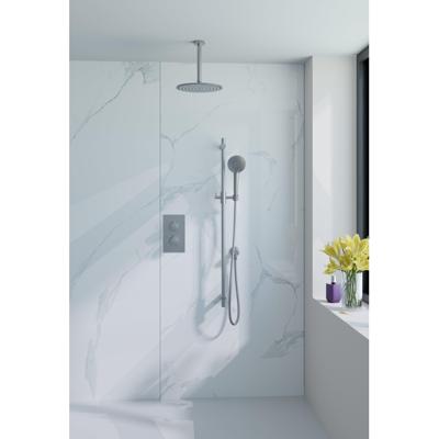 Fortifura Calvi Inbouw Regendoucheset - thermostatisch - plafondarm - glijstang - 25cm hoofddouche - ronde handdouche - metalen doucheslang - geborsteld RVS PVD SW377868/SW542645/SW706208/SW720554/SW1159493/SW76