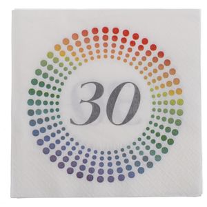 20x Leeftijd 30 jaar witte confetti servetten 33 x 33 cm   -