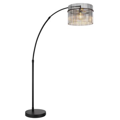 Globo Zwarte vloerlampGorley met smoke glas - 15698S1