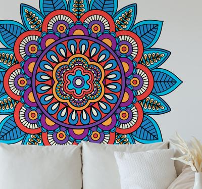 Stickers bloemenpatroon Heldere kleurrijke mandala