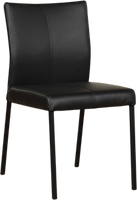 Set van 4 zwarte leren eetkamerstoelen Basic Toledo Leer Nero poot zwart