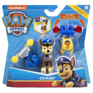 PAW Patrol , actiepakket met Chase-figuur en 2 uniformen met clip, voor kinderen vanaf 3 jr.