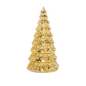 1x stuks led kaarsen kerstboom kaars goud D9 x H15 cm - LED kaarsen