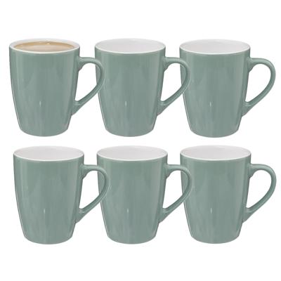 5Five Koffiemokken Colorama - 6x stuks - Keramiek - mintgroen - 380 ml - 9 x 11 cm