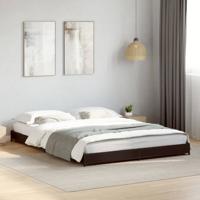 Bedframe bewerkt hout metaal zwart 135x190 cm