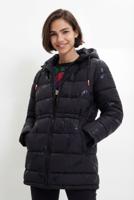 Lange gewatteerde jas met tekst - BLACK - XS