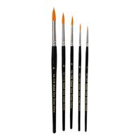 Creativ Company Gold line penselen, afm 1+4+8+12+18, l: 17-19 cm, b: 1-7 mm, rond, 5 stuk/ 1 doos