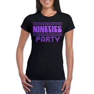Verkleed T-shirt voor dames - nineties party - zwart - jaren 90/90s - themafeest