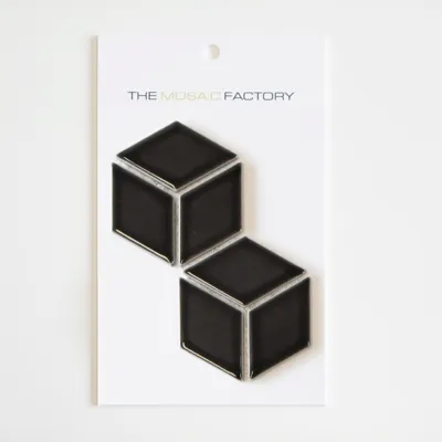 The Mosaic Factory Paris Mozaiek Tegel Cubic - Zwart Porselein Geglazuurd 266x305 mm