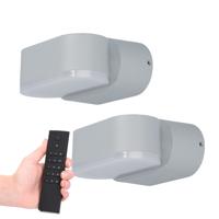 Set van 2 Dayton LED Wandlampen - 6 Watt 660 lumen - IP54 Waterdicht - 3000K Warm Wit - Dimbaar via afstandsbediening - Buiten - Up & Down Light - Grijs