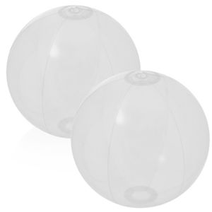 2x stuks opblaasbare strandballen Beach fun plastic wit 28 cm