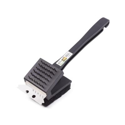 BBQ borstel - 3 in 1 - grillborstel / spons / schraper - RVS - kunststof - met handvat