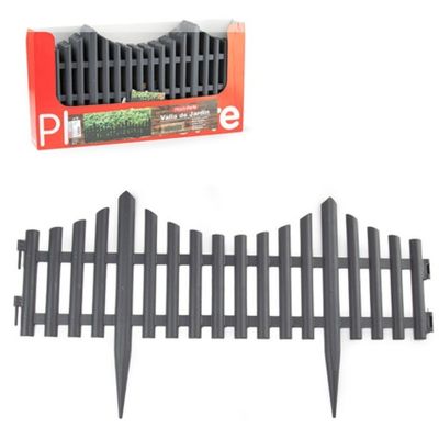 4x stuks flexibele graskant/tuin rand/kantopsluiting hekjes van 60 cm donkergrijs