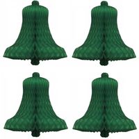 8x Decoratie kerst versiering kerstklokjes groen 16 cm