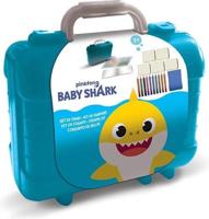 Jonotoys Multi print stempelkoffer baby shark, met 5 houten stempels