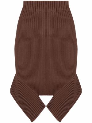 ANDREĀDAMO jupe asymétrique en maille nervurée - Marron
