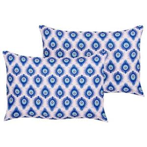 Beliani-CERIANA-Tuinkussen set van 2-Blauw|Roze-40 x 60 cm-Polyester