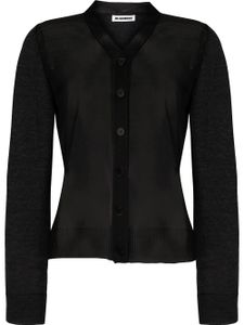 Jil Sander cardigan à effet de transparence - Noir