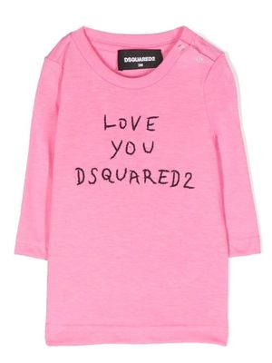 DSQUARED2 KIDS t-shirt en coton à logo brodé - Rose