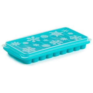 Tray met Flessenhals ijsblokjes/ijsklontjes staafjes vormpjes 10 vakjes kunststof blauw