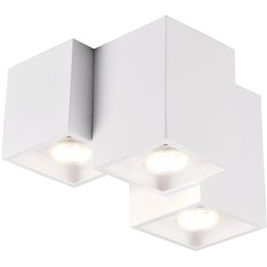 LED Plafondlamp - Plafondverlichting - Trion Ferry - GU10 Fitting - 3-lichts - Rechthoek - Mat Wit - Aluminium