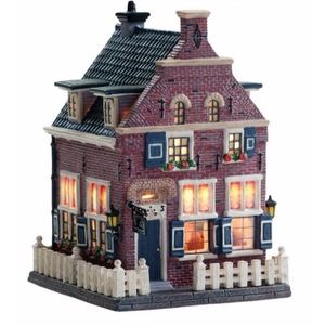 Dickensville Kerstdorp Hindeloopen theehuis - met licht - 13 x 14 x 18,5 cm - kerstdorp huisje