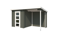 Blokhut met overkapping Jelle 370x175 Green Grey-Wit - Outdoor life