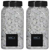 Mica Decorations - witte kiezel stenen - 2x potje van 1 kilo - vaas/bloempot vulling