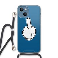 Middle finger black: iPhone 13 Transparant Hoesje met koord