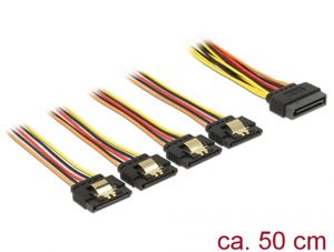 DeLOCK 60158 SATA-kabel 0,5 m SATA 15-pin 4 x SATA 15-pin Multi kleuren