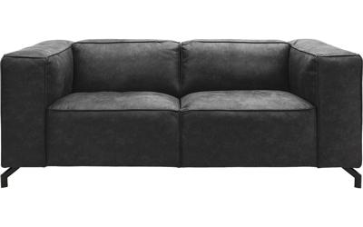 Goossens Bank Calvin antraciet, micro leer, 2-zits, modern design