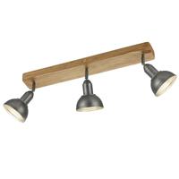 Trio Houten plafondlamp Delhi 3-lichts spots antiek zilver 803400367