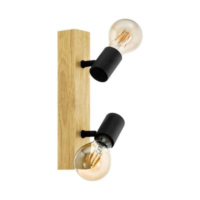 Eglo Landelijke plafondlampTownshend 3 2-lichts zwart met hout - 99478
