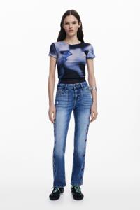 Rechte jeans met boord - BLUE - 36