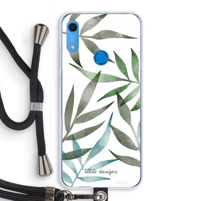 Tropical watercolor leaves: Huawei Y6s Transparant Hoesje met koord