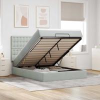 Ottoman bed met matrassen 140x190cm fluweel lichtgrijs