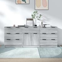 3-delige Dressoirs bewerkt hout grijs sonoma eikenkleurig
