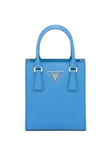 Prada sac cabas en cuir Saffiano à plaque logo - Bleu