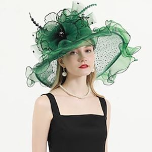 hoed Organza Kentucky Derby Kerk (83 Bruiloft Zonbescherming Met Veren / Bont Bloemen Helm Hoofddeksels Lightinthebox
