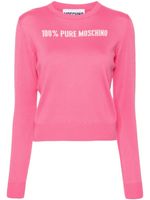 Moschino pull en maille à slogan intarsia - Rose