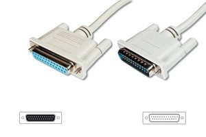 Digitus Verlengkabel Serieel, Parallel [1x D-sub stekker 25-polig - 1x D-sub bus 25-polig] 10.00 m Grijs