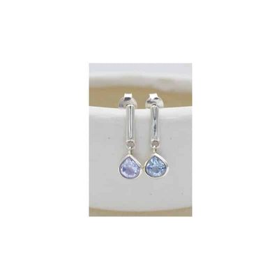 Zilveren Oorbellen Blauwe Topaas - 925 Sterling